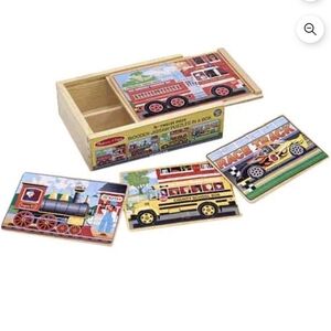 Melissa & Doug Vehicles 4-in-1 Wooden Jigsaw Puzzles in a Storage Box (48 pcs)